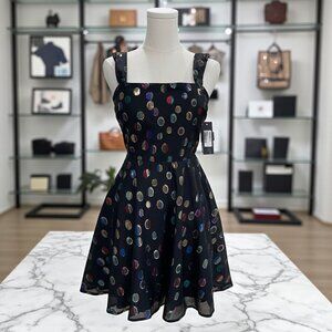 City Studio Black Metallic Dot Fit And Flare Party Dress Holiday Cocktail SZ 3/4